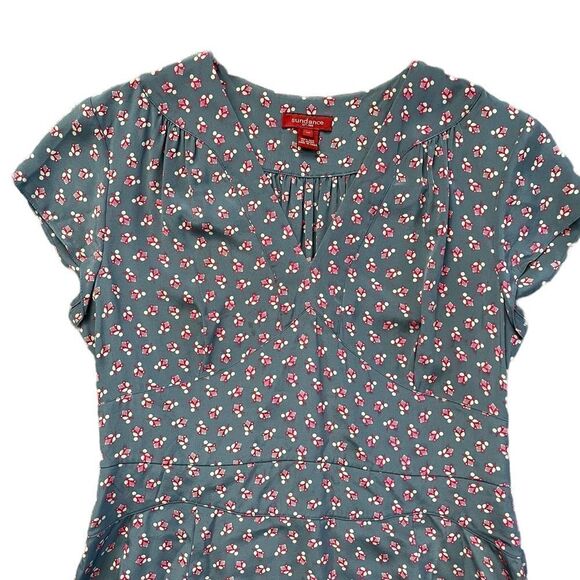 SUNDANCE A-Line Floral Dress 100% Silk Size 14 - Picture 6 of 8